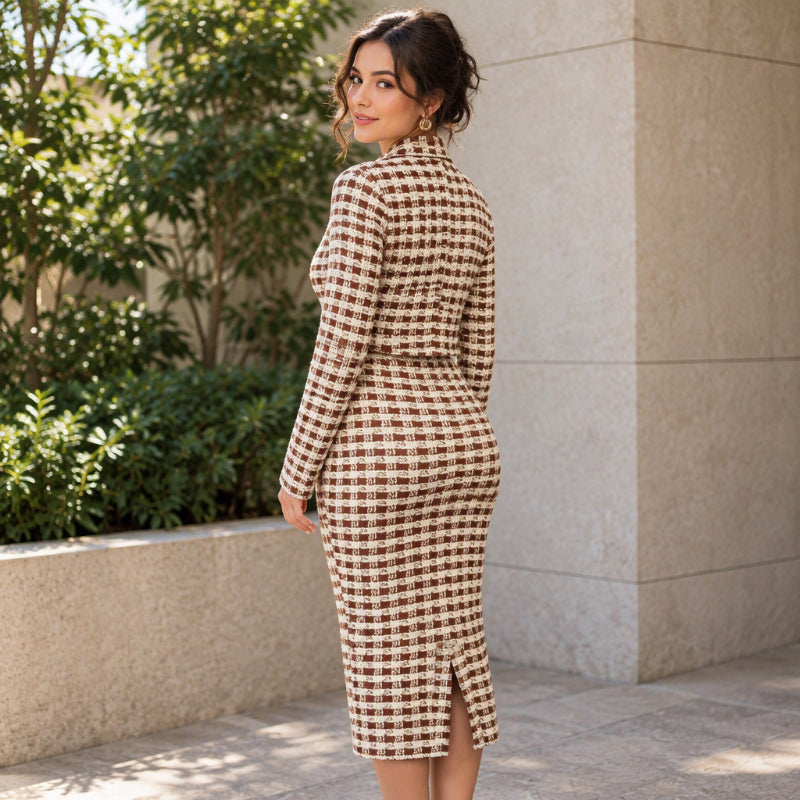 ⏰ Beliebt und bald ausverkauft!⏰Elegantes Kurzjacken- und Schmal-Kleid-Set für Damen