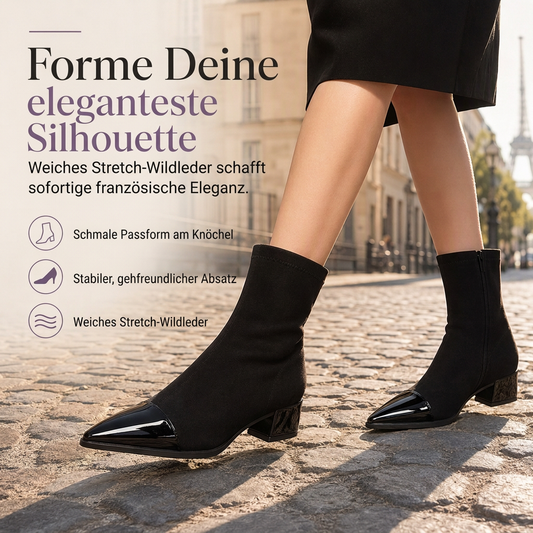 🔥 Beliebtes Produkt ! ✨Damen-Stiefeletten im französischen Stil mit spitzer Zehenpartie, schmale Passform, elegante kurze Stiefel für Frühling und Herbst