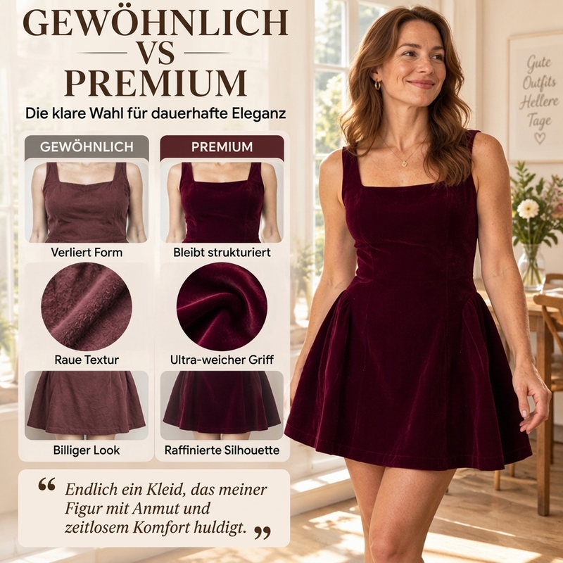 🎁Neu eingetroffen: 50% Rabatt!  Damen Samtkleid mit quadratischem Ausschnitt und ärmellos