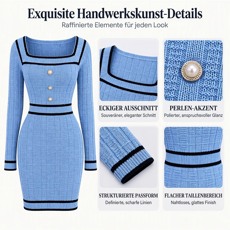 ⏰ Countdown läuft – 50% nur noch 3 Tage!  Elegantes körperbetontes Damenstrickkleid mit quadratischem Ausschnitt