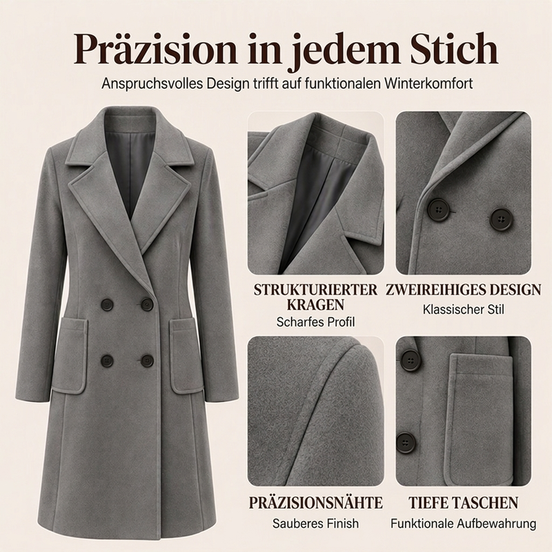 📢🎉50%Rabatt!!!🛍️✨Wollmantel für Damen mit Doppelknopfverschluss
