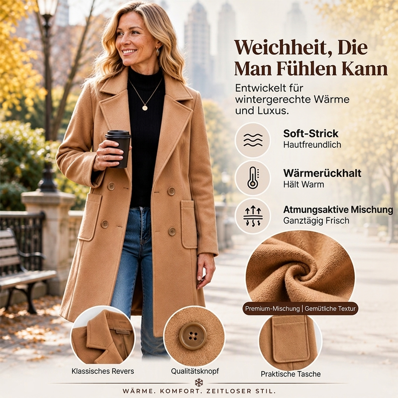 📢🎉50%Rabatt!!!🛍️✨Wollmantel für Damen mit Doppelknopfverschluss