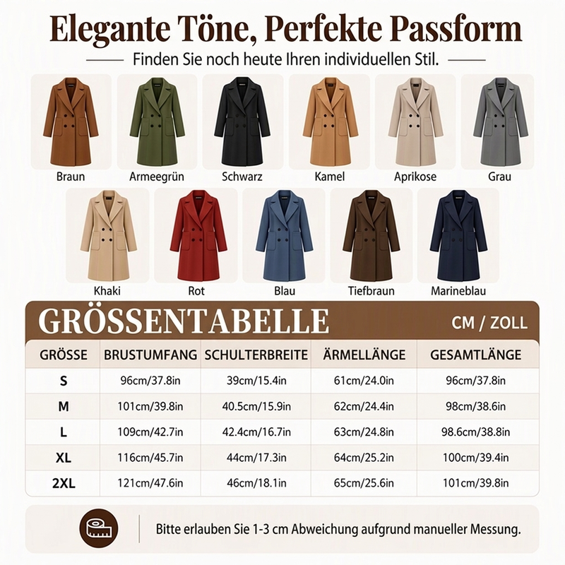 📢🎉50%Rabatt!!!🛍️✨Wollmantel für Damen mit Doppelknopfverschluss