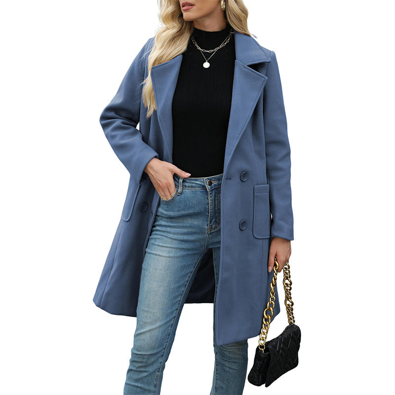 📢🎉50%Rabatt!!!🛍️✨Wollmantel für Damen mit Doppelknopfverschluss