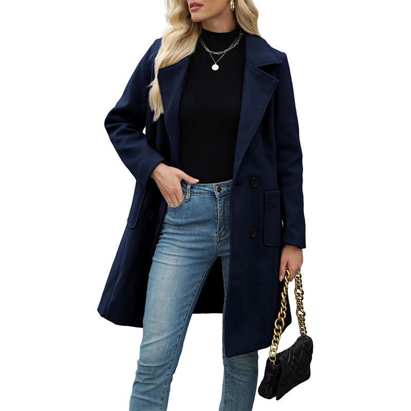 📢🎉50%Rabatt!!!🛍️✨Wollmantel für Damen mit Doppelknopfverschluss