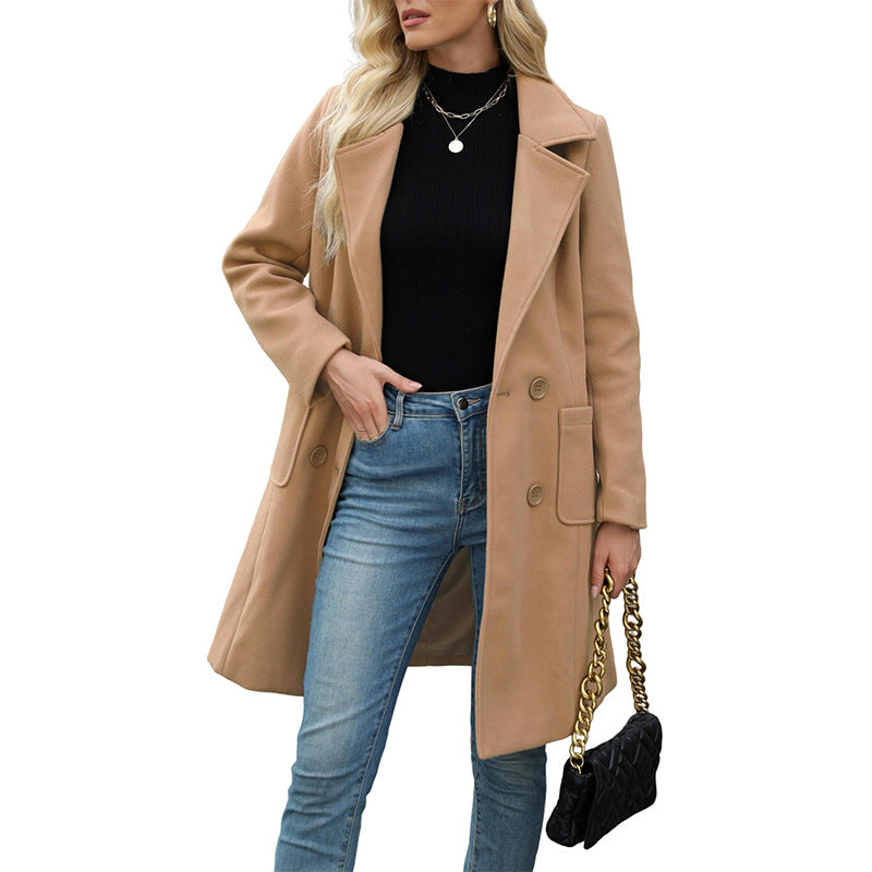 📢🎉50%Rabatt!!!🛍️✨Wollmantel für Damen mit Doppelknopfverschluss