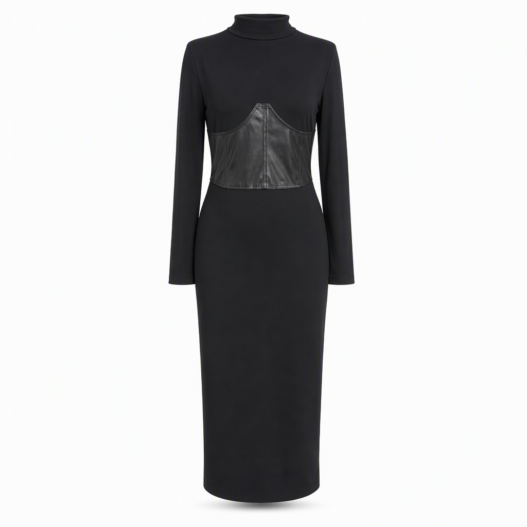 🌟Bestseller reduziert! Nur diese Woche!🌟 Damen Rundhals Langarm Patchwork Figurbetontes Bodycon Strickkleid