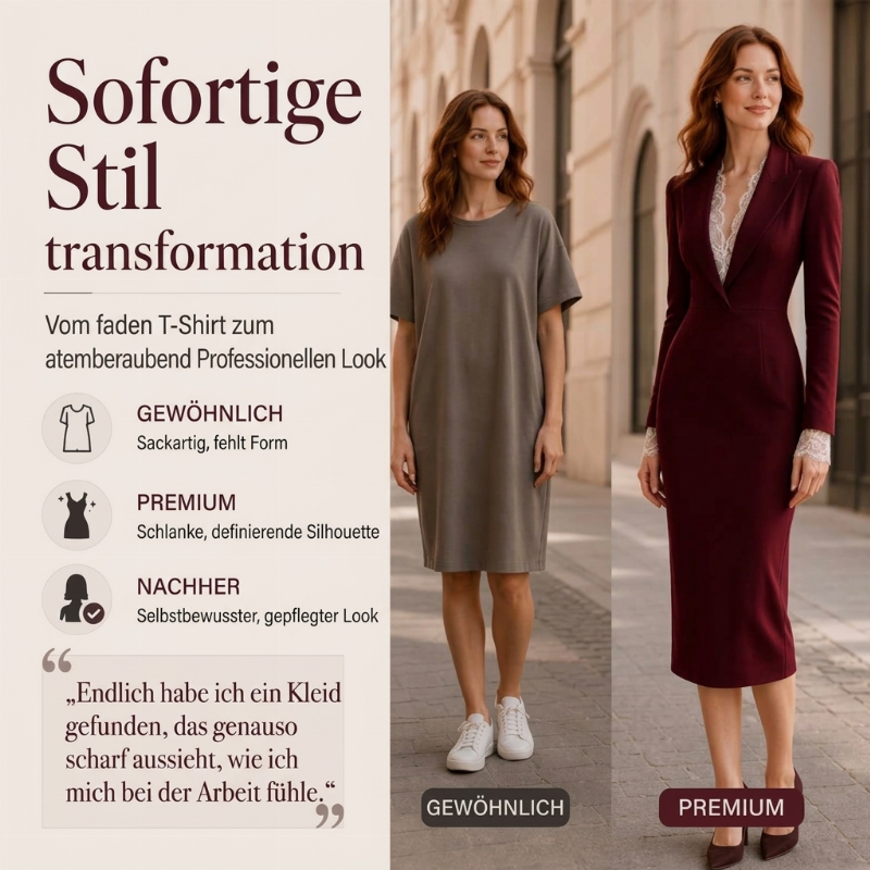 ⏰ Countdown läuft – 50% nur noch 3 Tage! Tailliertes Langarm-Kleid für Damen mit Spitzeneinsatz am Revers