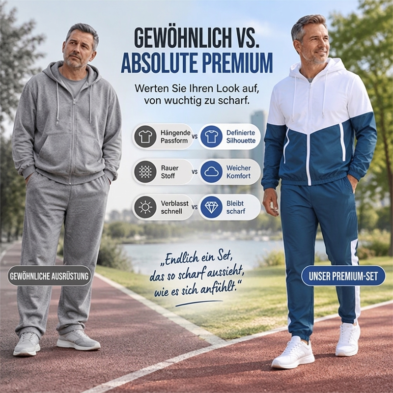 🔥 Nur heute 50 %! Leichtes Farbblock-Jacken- und Jogginganzug-Set für Herren