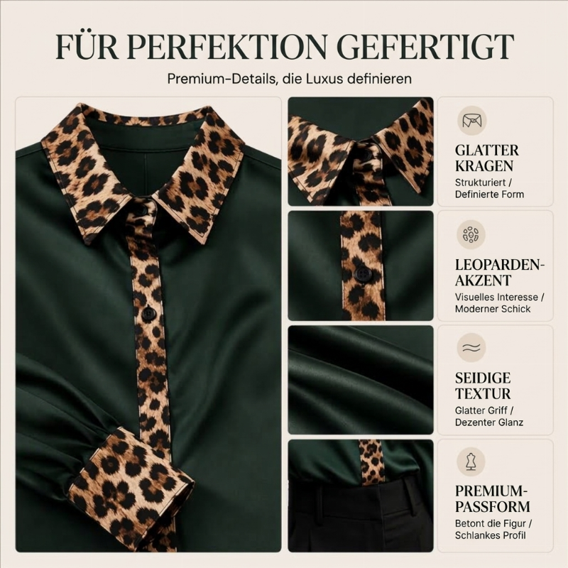 ✨ Neu eingetroffen – Nur heute 50 %! Damen-Satinbluse mit Leoparden-Patchwork
