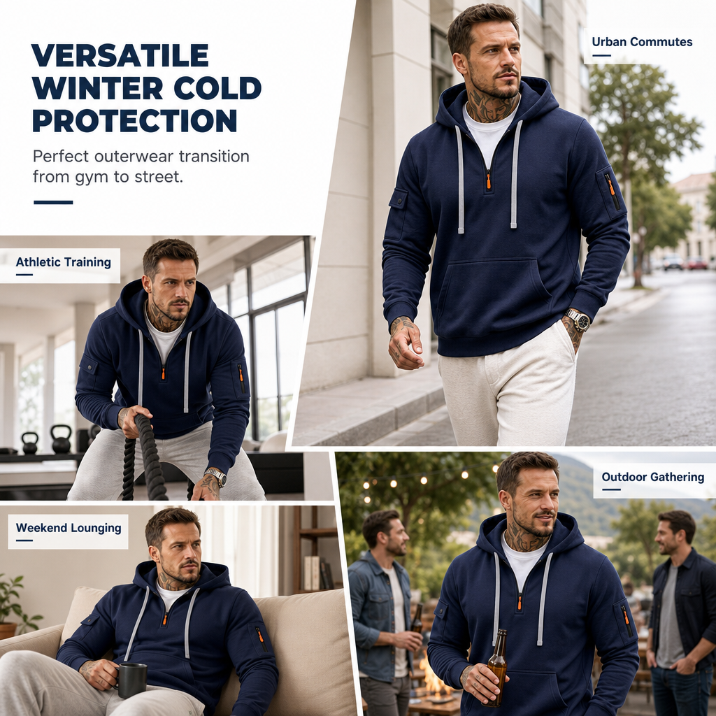 ✨Neu eingetroffen✨Herren-Sweatshirt mit Kapuze, schweres Fleecefutter, lockere Passform, lässige Arbeitskleidung für Herbst und Winter