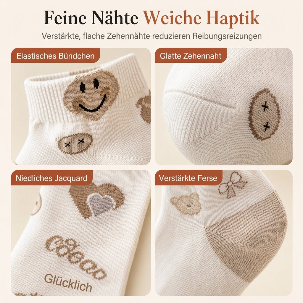 ⏰ Countdown läuft – 50% nur noch 3 Tage! Damen niedliche, gemusterte Knöchelsocken, dünne, atmungsaktive, rutschfeste Kurzsocken