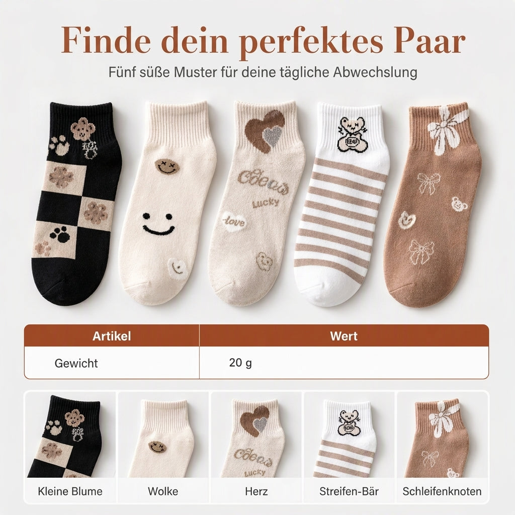 ⏰ Countdown läuft – 50% nur noch 3 Tage! Damen niedliche, gemusterte Knöchelsocken, dünne, atmungsaktive, rutschfeste Kurzsocken