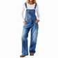 50 % Rabatt! | Damen dehnbare Jeans-Latzhose mit weitem Bein und verstellbaren Trägern