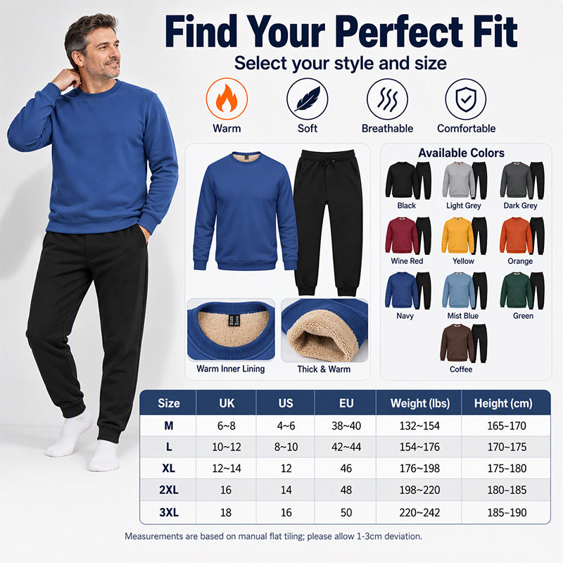 Warme Winter-Sweatshirt- und Sweathosen-Set für Herren