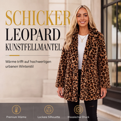 📢Kundenliebling 📢 Stilvoller Damen-Kunstfellmantel mit Leopardenmuster