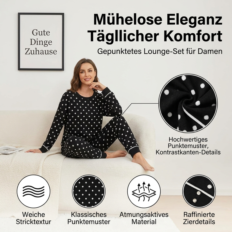 ⏰ Countdown läuft – 50% nur noch 3 Tage! Damen Punktepullover & Weites Bein Hosen Set