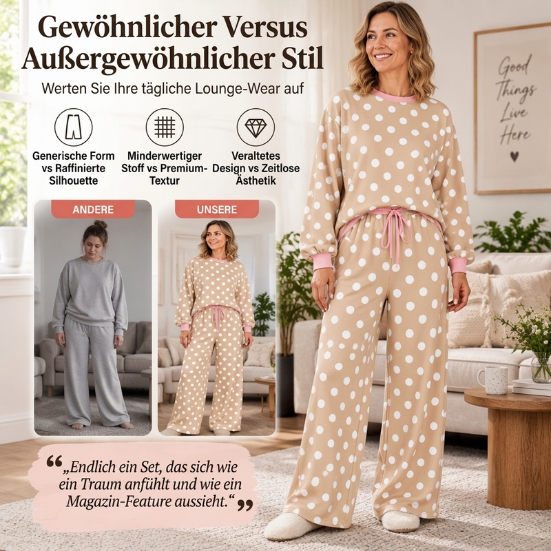 ⏰ Countdown läuft – 50% nur noch 3 Tage! Damen Punktepullover & Weites Bein Hosen Set