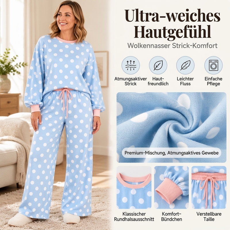 ⏰ Countdown läuft – 50% nur noch 3 Tage! Damen Punktepullover & Weites Bein Hosen Set