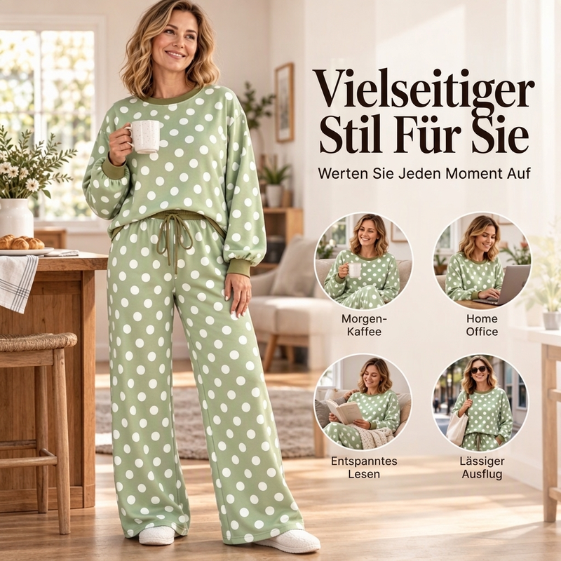 ⏰ Countdown läuft – 50% nur noch 3 Tage! Damen Punktepullover & Weites Bein Hosen Set