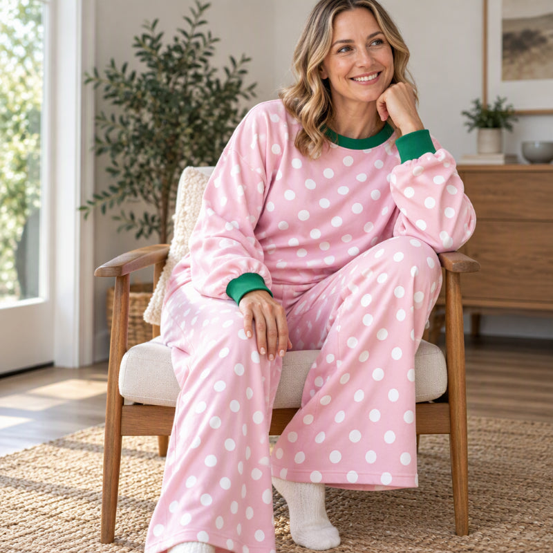 ⏰ Countdown läuft – 50% nur noch 3 Tage! Damen Punktepullover & Weites Bein Hosen Set
