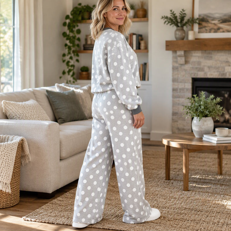 ⏰ Countdown läuft – 50% nur noch 3 Tage! Damen Punktepullover & Weites Bein Hosen Set