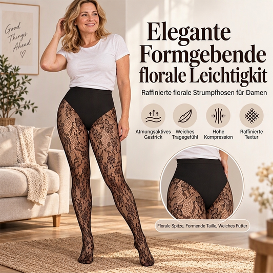 🔥 Nur heute 50 %! Damen Shape Strumpfhosen mit hoher Taille aus Spitze und Fischernetz