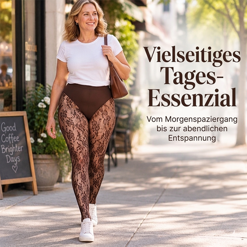 🔥 Nur heute 50 %! Damen Shape Strumpfhosen mit hoher Taille aus Spitze und Fischernetz