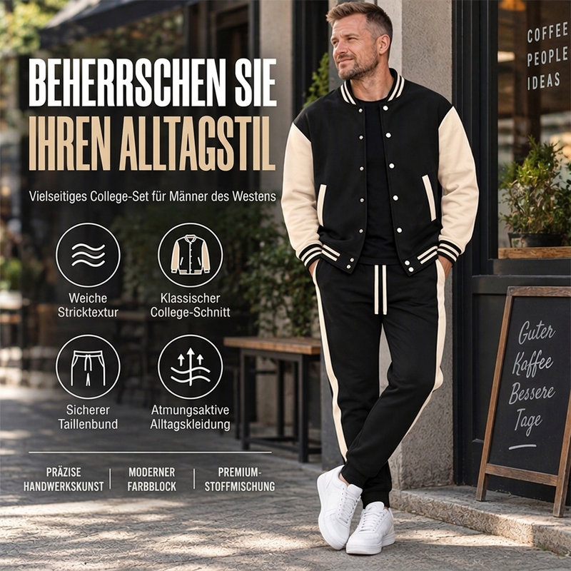 📢Nur heute 50 %! 📢 Herren-Baseballjacke und Hose im Color-Block-Design (Set)