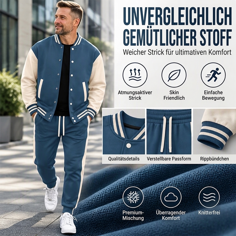 📢Nur heute 50 %! 📢 Herren-Baseballjacke und Hose im Color-Block-Design (Set)