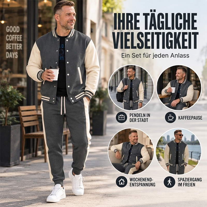 📢Nur heute 50 %! 📢 Herren-Baseballjacke und Hose im Color-Block-Design (Set)