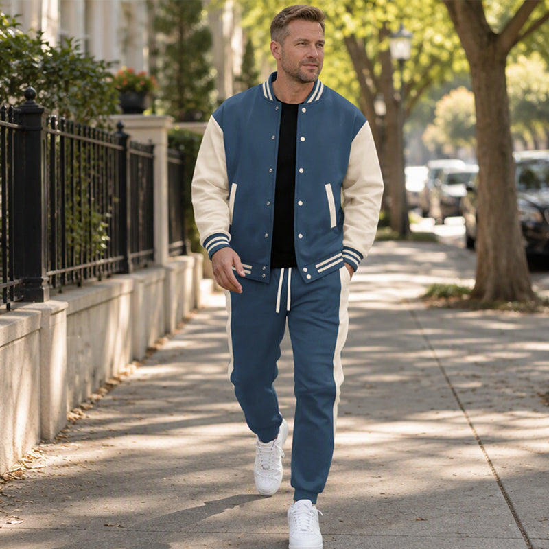 📢Nur heute 50 %! 📢 Herren-Baseballjacke und Hose im Color-Block-Design (Set)