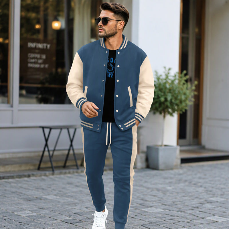 📢Nur heute 50 %! 📢 Herren-Baseballjacke und Hose im Color-Block-Design (Set)
