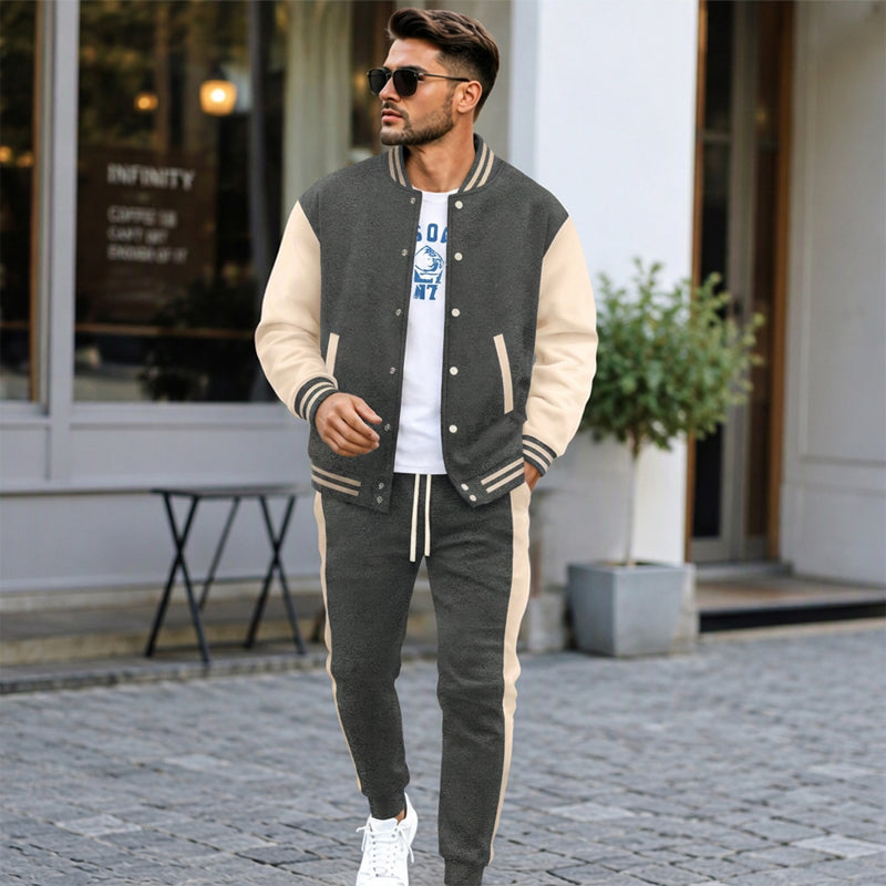 📢Nur heute 50 %! 📢 Herren-Baseballjacke und Hose im Color-Block-Design (Set)