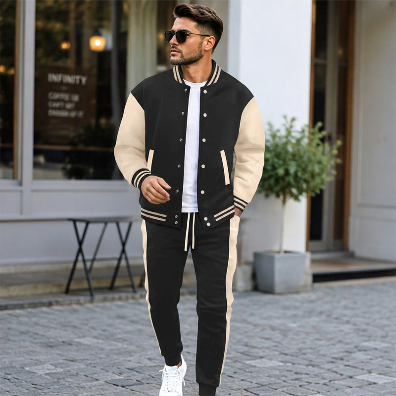 📢Nur heute 50 %! 📢 Herren-Baseballjacke und Hose im Color-Block-Design (Set)