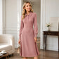 📢Tausende Kunden kaufen es!📢 Damen Strickkleid mit Reverskragen und Rippstrick