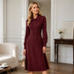 📢Tausende Kunden kaufen es!📢 Damen Strickkleid mit Reverskragen und Rippstrick