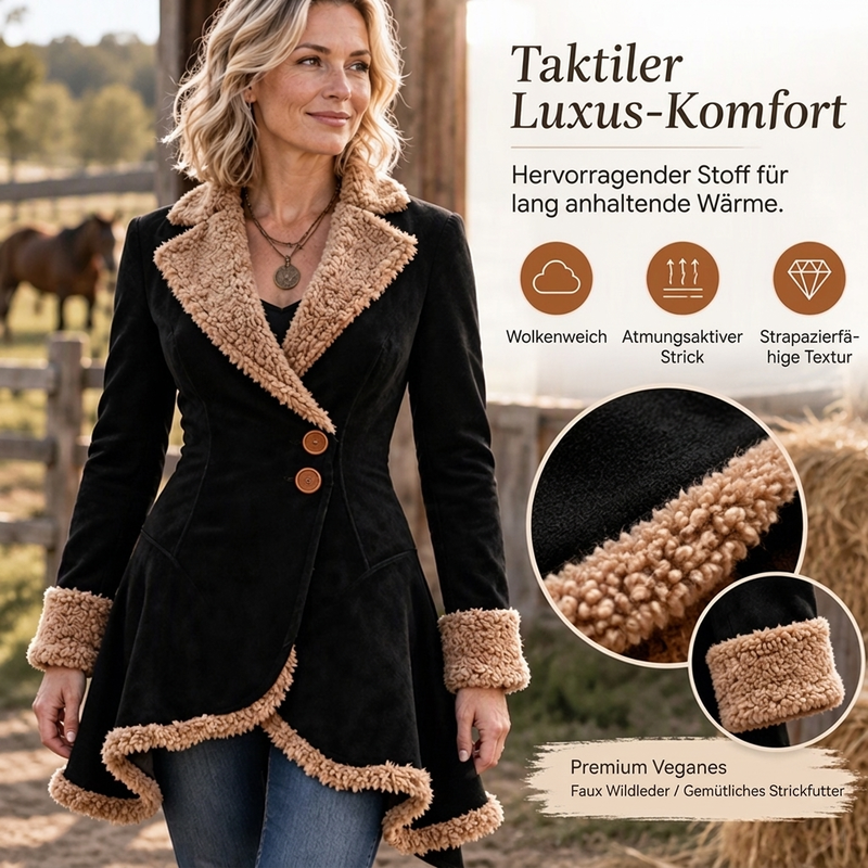 🎉Top Angebot! Jetzt kaufen!🎉 Damenjacke aus Kunstwildleder mit Shearling-Fütterung
