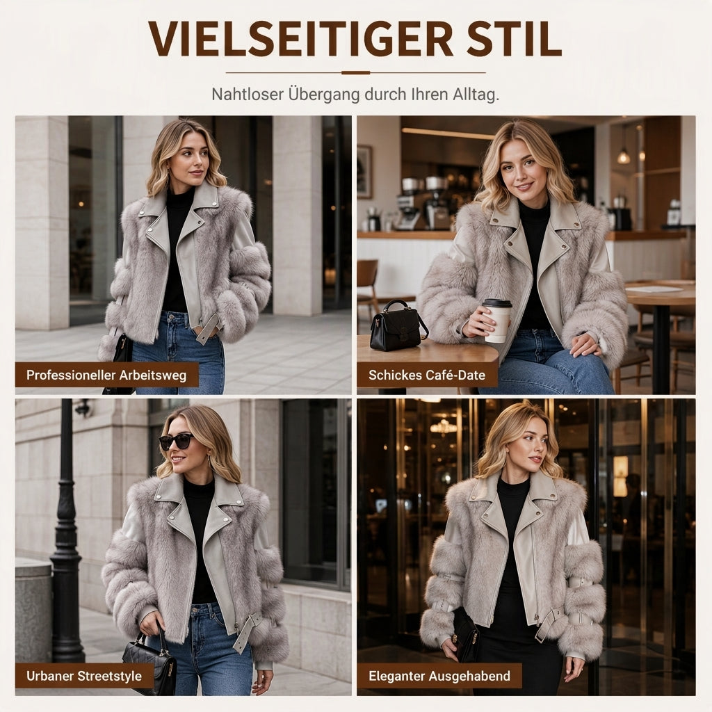 ✨Neu Eingetroffen! Damen Kunstfell Kurzmantel Wintermantel