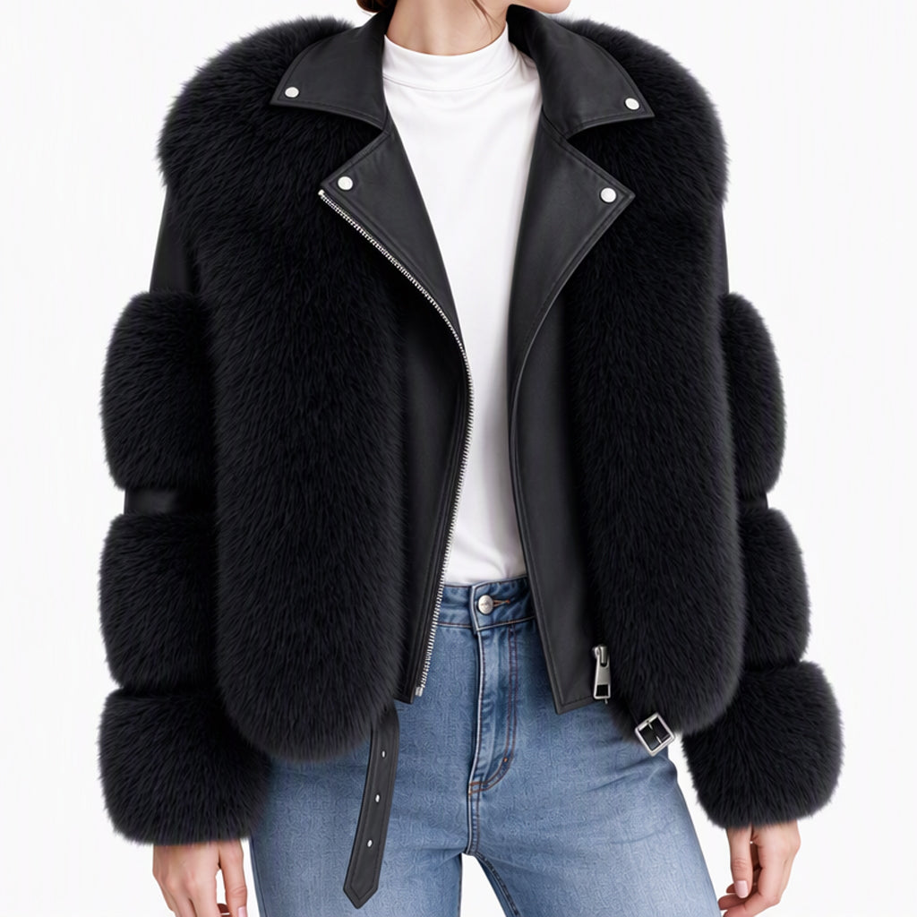 ✨Neu Eingetroffen! Damen Kunstfell Kurzmantel Wintermantel