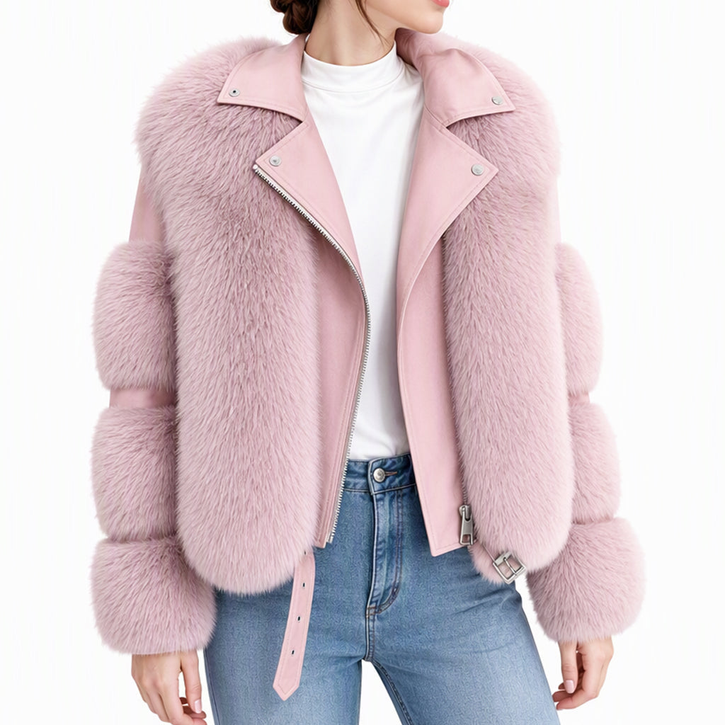 ✨Neu Eingetroffen! Damen Kunstfell Kurzmantel Wintermantel