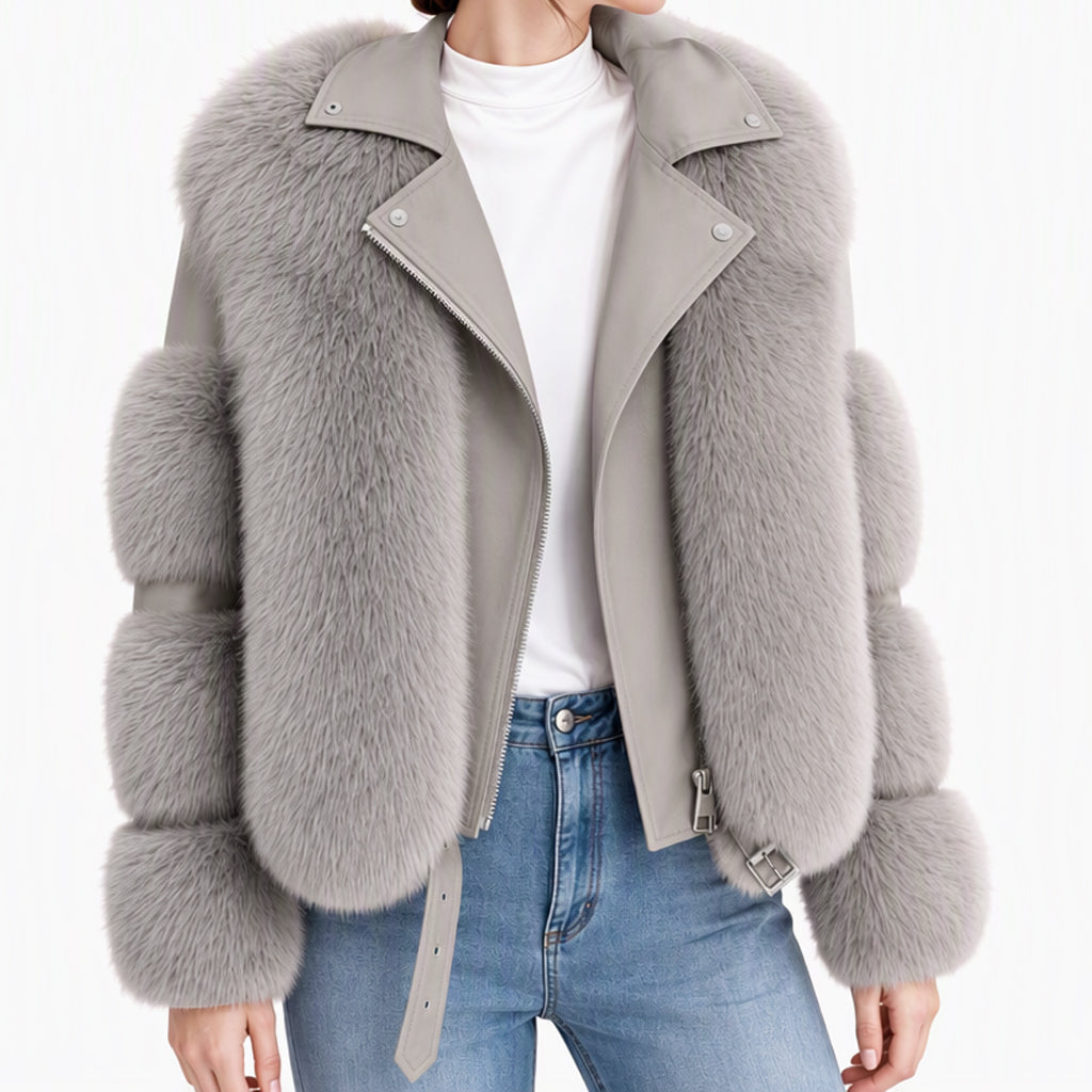 ✨Neu Eingetroffen! Damen Kunstfell Kurzmantel Wintermantel