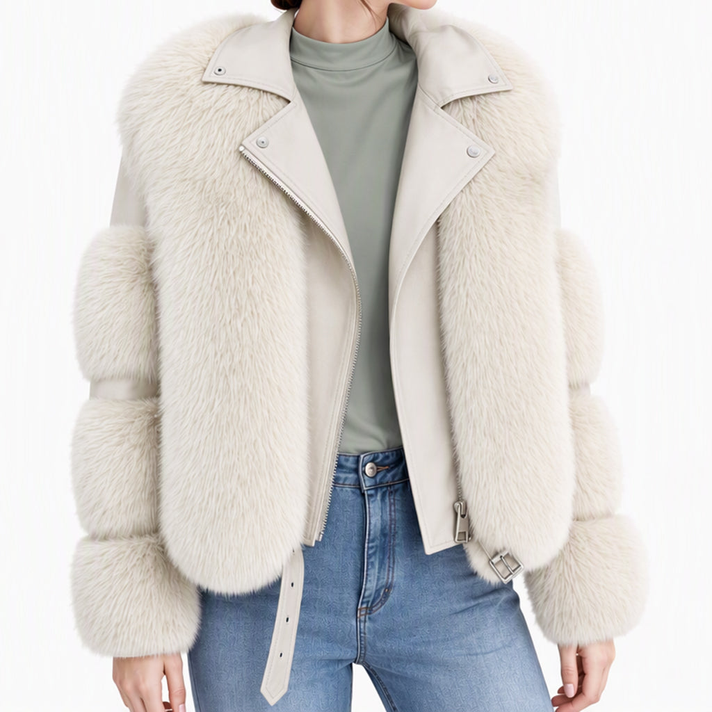 ✨Neu Eingetroffen! Damen Kunstfell Kurzmantel Wintermantel