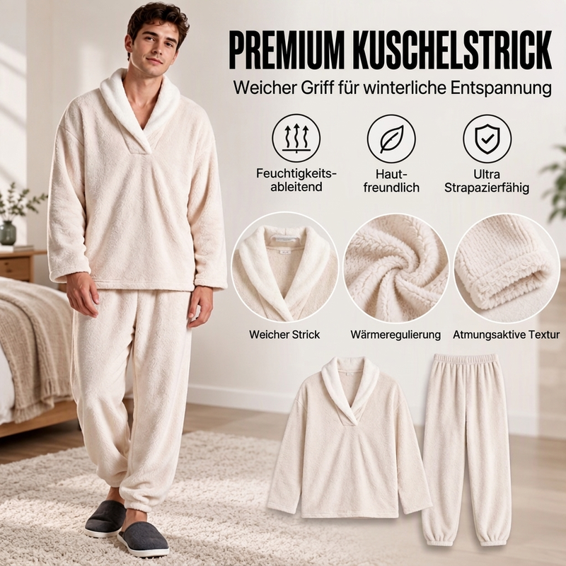 📢🎉50%Rabatt!!!🛍️✨Gemütliches, wärmendes Flauschiger Pyjama-Set für Herren