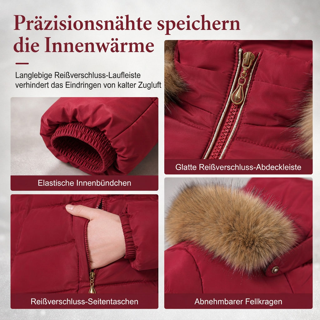 ⏰ Countdown läuft – 50% nur noch 3 Tage! Damen mittel langer, taillierter Winter Steppmantel mit grobem Pelzkragen, Oberbekleidung