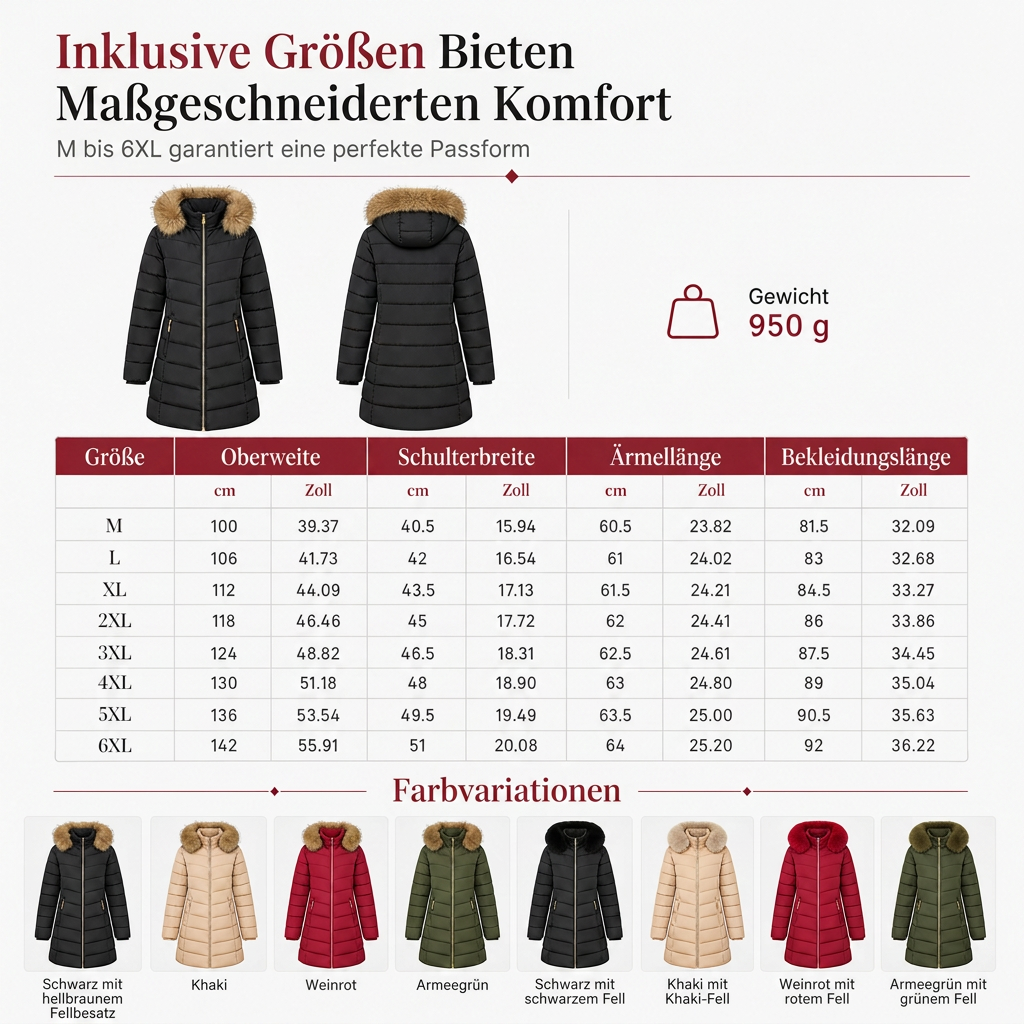 ⏰ Countdown läuft – 50% nur noch 3 Tage! Damen mittel langer, taillierter Winter Steppmantel mit grobem Pelzkragen, Oberbekleidung
