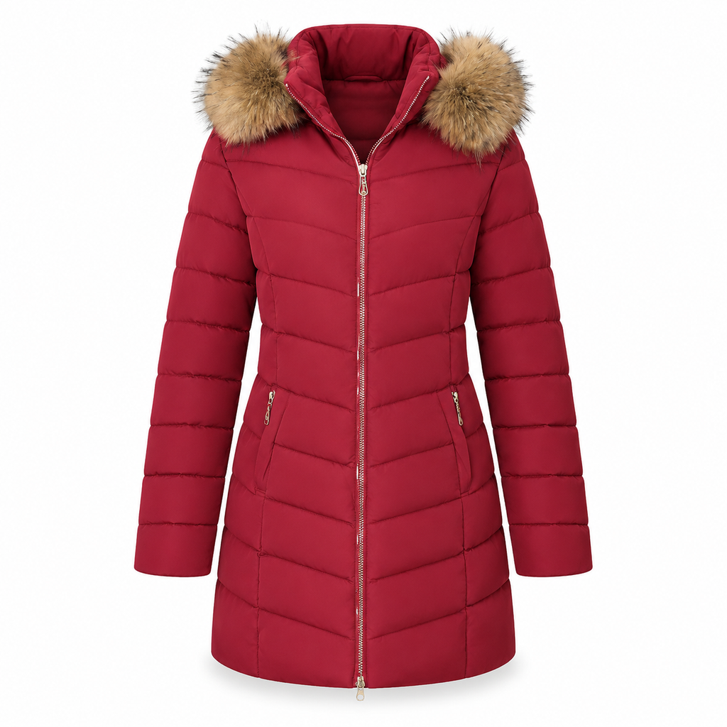 ⏰ Countdown läuft – 50% nur noch 3 Tage! Damen mittel langer, taillierter Winter Steppmantel mit grobem Pelzkragen, Oberbekleidung
