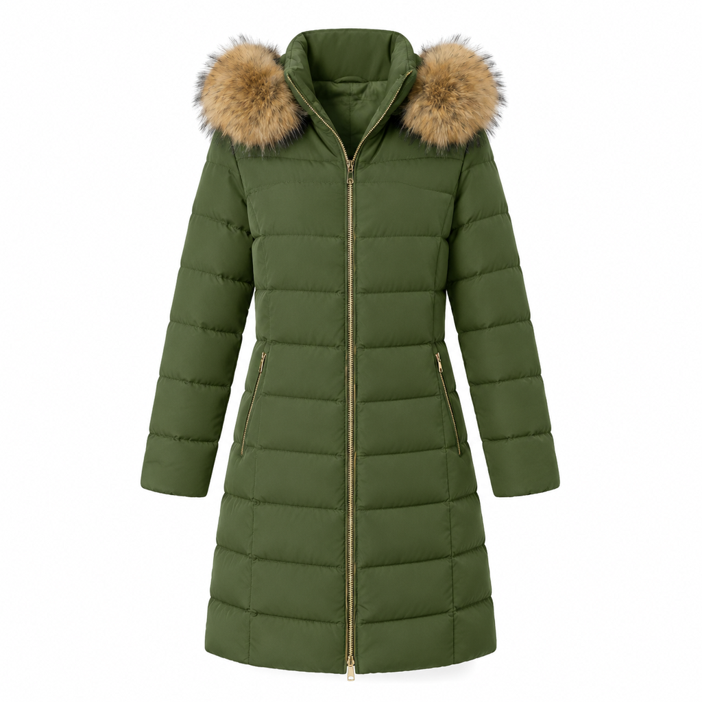 ⏰ Countdown läuft – 50% nur noch 3 Tage! Damen mittel langer, taillierter Winter Steppmantel mit grobem Pelzkragen, Oberbekleidung