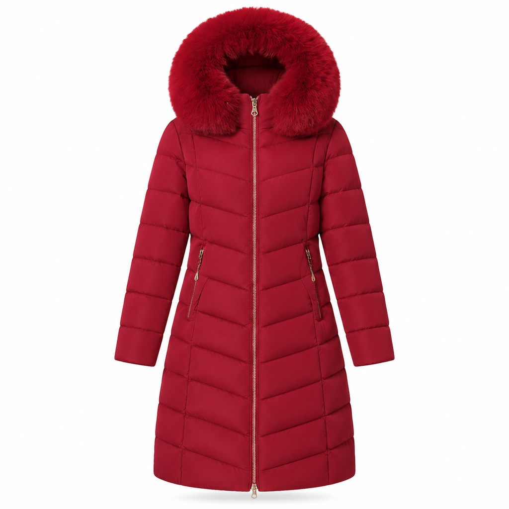 ⏰ Countdown läuft – 50% nur noch 3 Tage! Damen mittel langer, taillierter Winter Steppmantel mit grobem Pelzkragen, Oberbekleidung