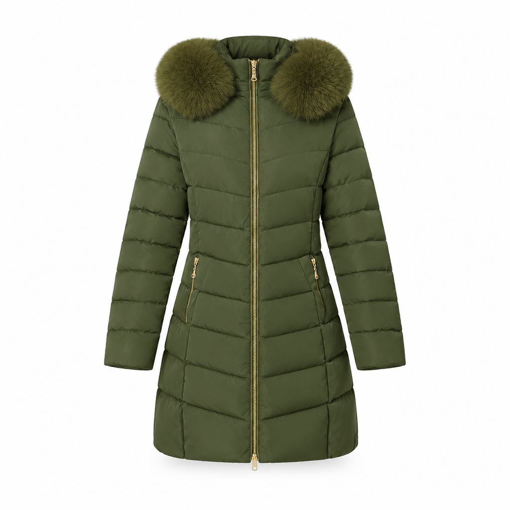 ⏰ Countdown läuft – 50% nur noch 3 Tage! Damen mittel langer, taillierter Winter Steppmantel mit grobem Pelzkragen, Oberbekleidung